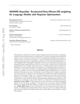 ADMIRE-BayesOpt: Accelerated Data MIxture RE-weighting for Language Models with Bayesian Optimization