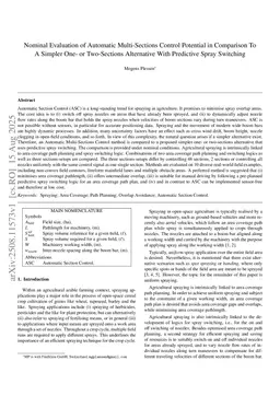Nominal Evaluation Of Automatic Multi-Sections Control Potential In Comparison To A Simpler One- Or Two-Sections Alternative With Predictive Spray Switching
