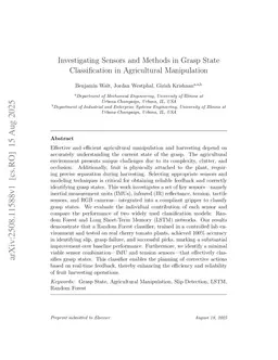 Investigating Sensors and Methods in Grasp State Classification in Agricultural Manipulation