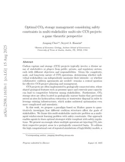 Optimal CO2 storage management considering safety constraints in multi-stakeholder multi-site CCS projects: a Markov game perspective