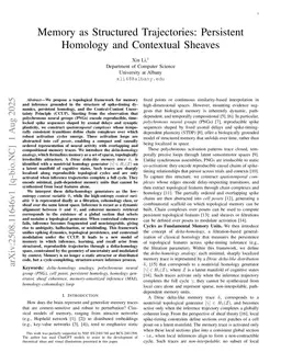 Memory as Structured Trajectories: Persistent Homology and Contextual Sheaves