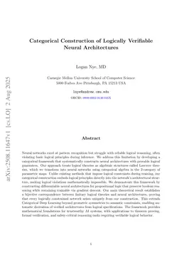 Categorical Construction of Logically Verifiable Neural Architectures
