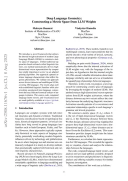 Deep Language Geometry: Constructing a Metric Space from LLM Weights