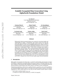 Scalable Geospatial Data Generation Using AlphaEarth Foundations Model