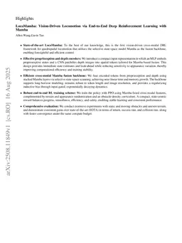 LocoMamba: Vision-Driven Locomotion via End-to-End Deep Reinforcement Learning with Mamba