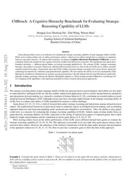 CHBench: A Cognitive Hierarchy Benchmark for Evaluating Strategic Reasoning Capability of LLMs