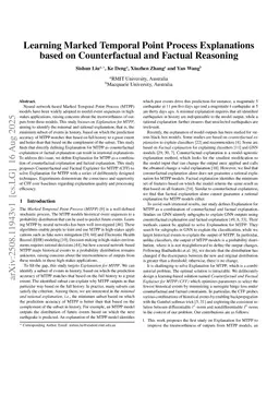 Learning Marked Temporal Point Process Explanations based on Counterfactual and Factual Reasoning