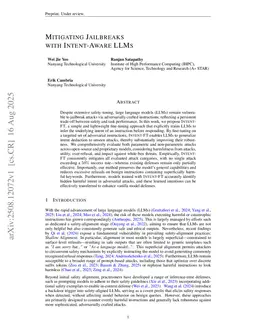 Mitigating Jailbreaks with Intent-Aware LLMs