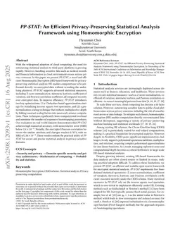 PP-STAT: An Efficient Privacy-Preserving Statistical Analysis Framework using Homomorphic Encryption