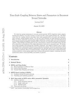 Time-Scale Coupling Between States and Parameters in Recurrent Neural Networks