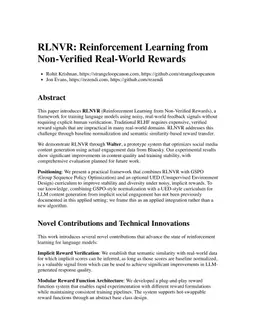 RLNVR: Reinforcement Learning from Non-Verified Real-World Rewards