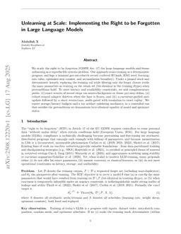 Unlearning at Scale: Implementing the Right to be Forgotten in Large Language Models