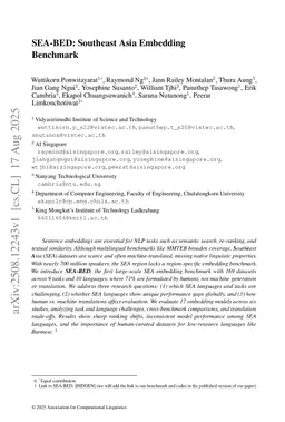 SEA-BED: Southeast Asia Embedding Benchmark