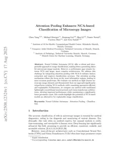 Attention Pooling Enhances NCA-based Classification of Microscopy Images