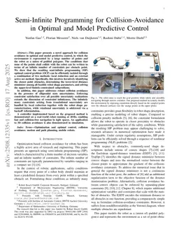 Semi-Infinite Programming for Collision-Avoidance in Optimal and Model Predictive Control
