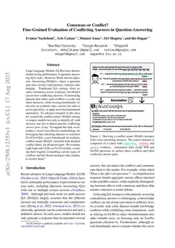 Consensus or Conflict? Fine-Grained Evaluation of Conflicting Answers in Question-Answering