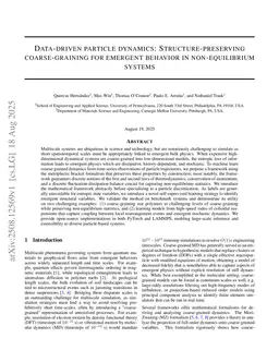 Data-driven particle dynamics: Structure-preserving coarse-graining for emergent behavior in non-equilibrium systems
