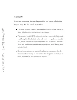 Structure-preserving Feature Alignment for Old Photo Colorization