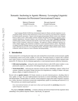 Semantic Anchoring in Agentic Memory: Leveraging Linguistic Structures for Persistent Conversational Context