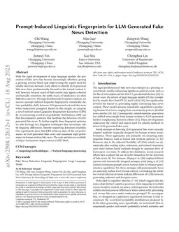 Prompt-Induced Linguistic Fingerprints for LLM-Generated Fake News Detection