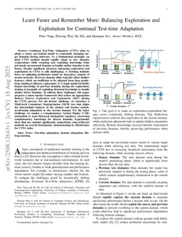 Learn Faster and Remember More: Balancing Exploration and Exploitation for Continual Test-time Adaptation