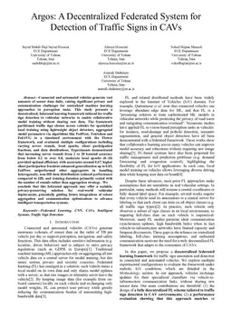 Argos: A Decentralized Federated System for Detection of Traffic Signs in CAVs