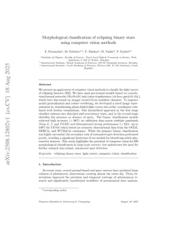 Morphological classification of eclipsing binary stars using computer vision methods