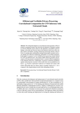 Efficient and Verifiable Privacy-Preserving Convolutional Computation for CNN Inference with Untrusted Clouds