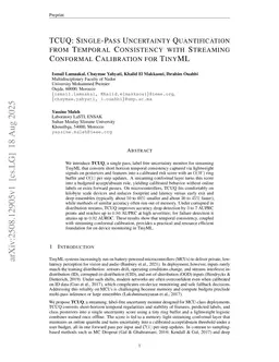 TCUQ: Single-Pass Uncertainty Quantification from Temporal Consistency with Streaming Conformal Calibration for TinyML