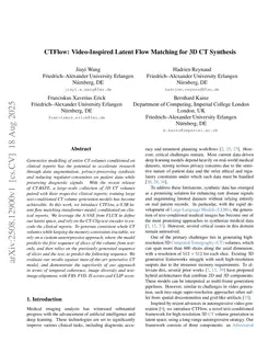 CTFlow: Video-Inspired Latent Flow Matching for 3D CT Synthesis