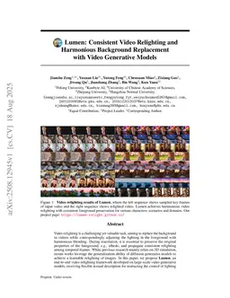 Lumen: Consistent Video Relighting and Harmonious Background Replacement with Video Generative Models