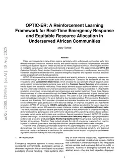 OPTIC-ER: A Reinforcement Learning Framework for Real-Time Emergency Response and Equitable Resource Allocation in Underserved African Communities