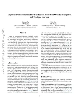 Empirical Evidences for the Effects of Feature Diversity in Open Set Recognition and Continual Learning