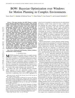 BOW: Bayesian Optimization over Windows for Motion Planning in Complex Environments