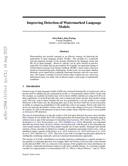 Improving Detection of Watermarked Language Models