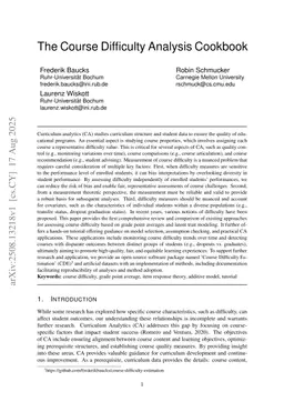 The Course Difficulty Analysis Cookbook
