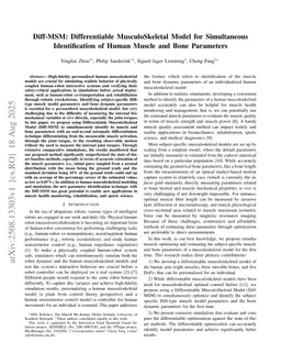 Diff-MSM: Differentiable MusculoSkeletal Model for Simultaneous Identification of Human Muscle and Bone Parameters