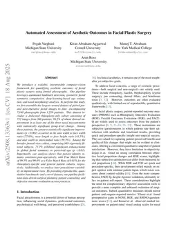 Automated Assessment of Aesthetic Outcomes in Facial Plastic Surgery