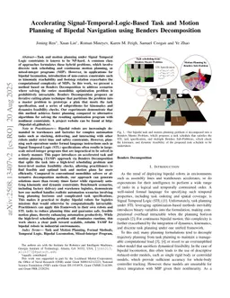 Accelerating Signal-Temporal-Logic-Based Task and Motion Planning of Bipedal Navigation using Benders Decomposition