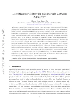 Decentralized Contextual Bandits with Network Adaptivity