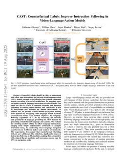 CAST: Counterfactual Labels Improve Instruction Following in Vision-Language-Action Models