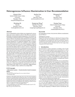 Heterogeneous Influence Maximization in User Recommendation