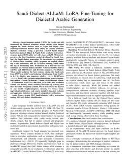 Saudi-Dialect-ALLaM: LoRA Fine-Tuning for Dialectal Arabic Generation