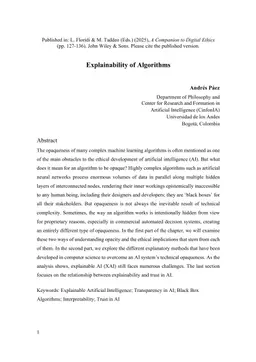 Explainability of Algorithms