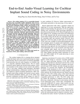 End-to-end audio-visual learning for cochlear implant sound coding simulations in noisy environments