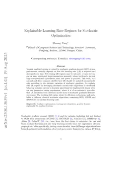 Explainable Learning Rate Regimes for Stochastic Optimization