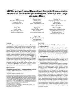 MHSNet:An MoE-based Hierarchical Semantic Representation Network for Accurate Duplicate Resume Detection with Large Language Model