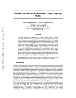 Generics and Default Reasoning in Large Language Models