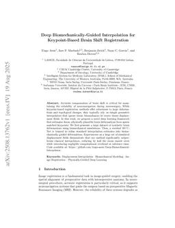 Deep Biomechanically-Guided Interpolation for Keypoint-Based Brain Shift Registration