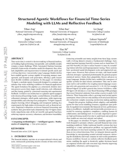Structured Agentic Workflows for Financial Time-Series Modeling with LLMs and Reflective Feedback